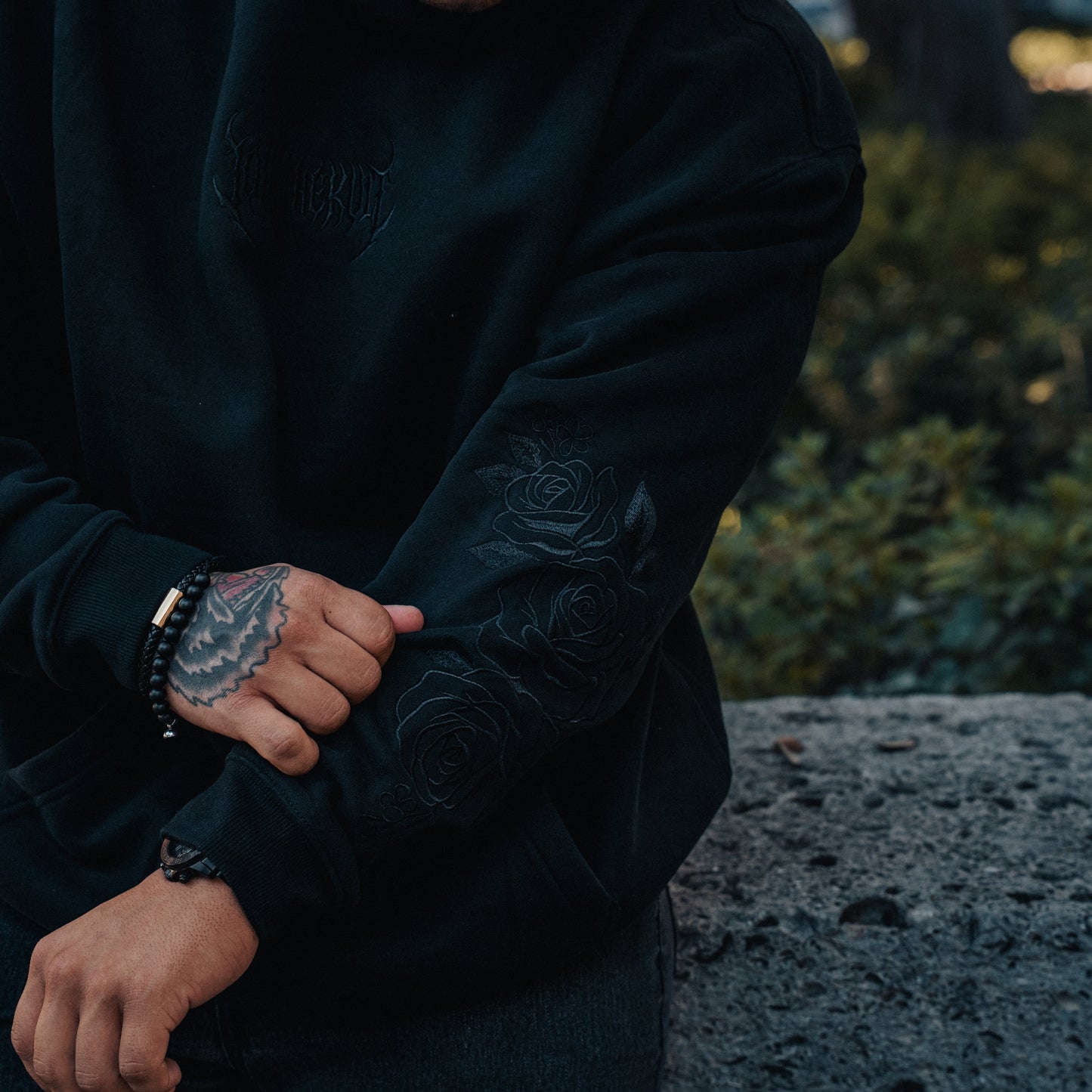 Embroidered Rose Hoodie