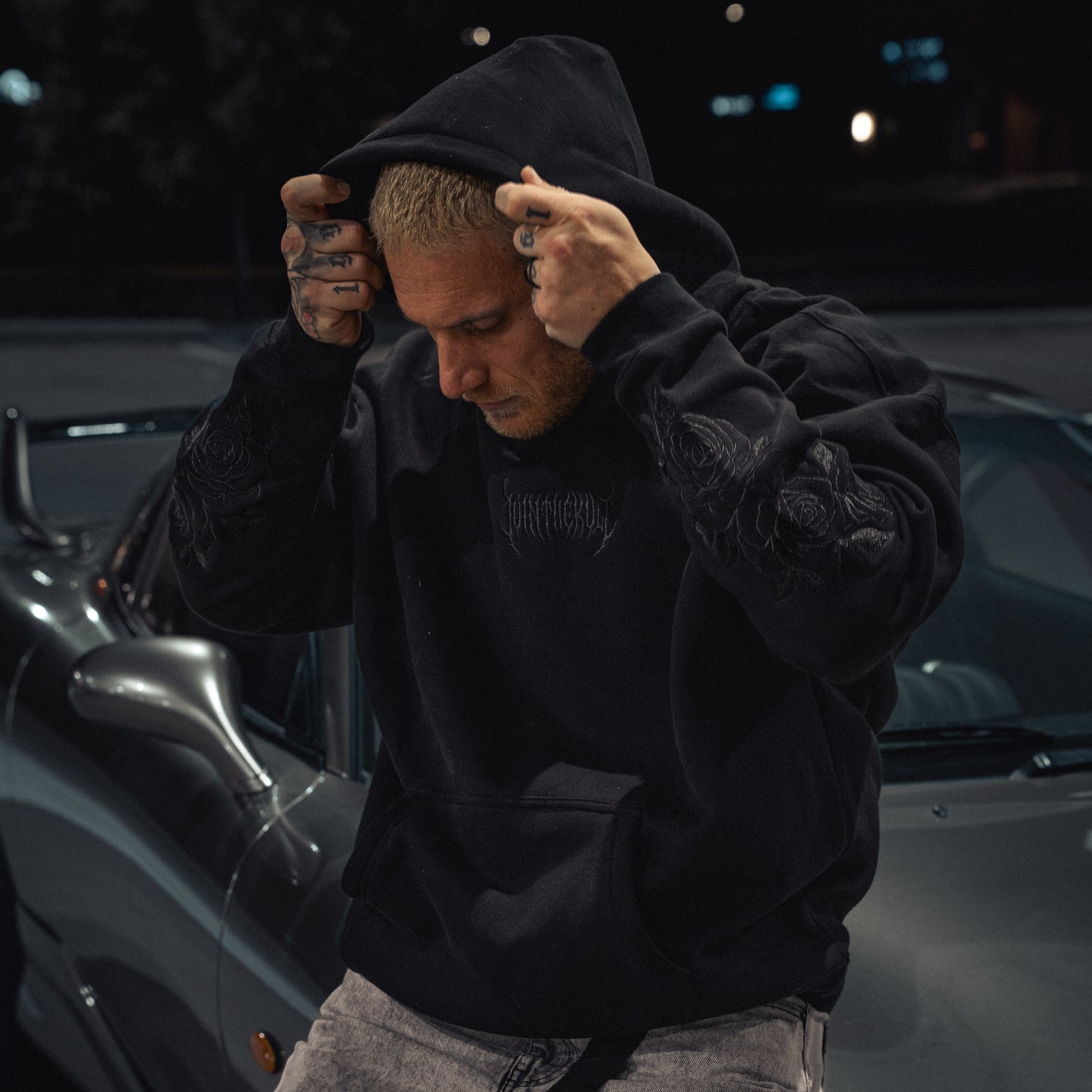 Embroidered Rose Hoodie