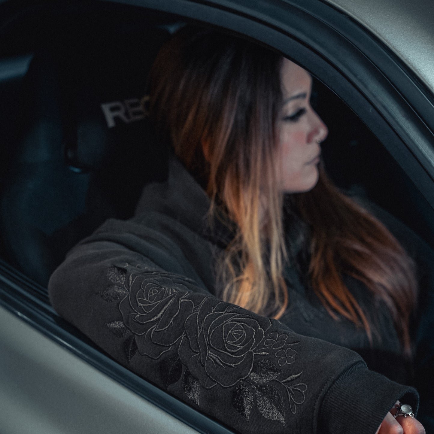 Embroidered Rose Hoodie